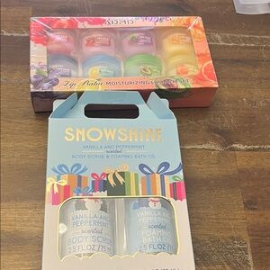 Vanilla and Peppermint Body Scrub & Bath Oil Set and lip balm price firm no offe